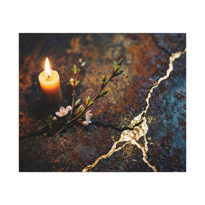 Kintsugi Rust Patina in Candlelight | Gold Repair Canvas Art