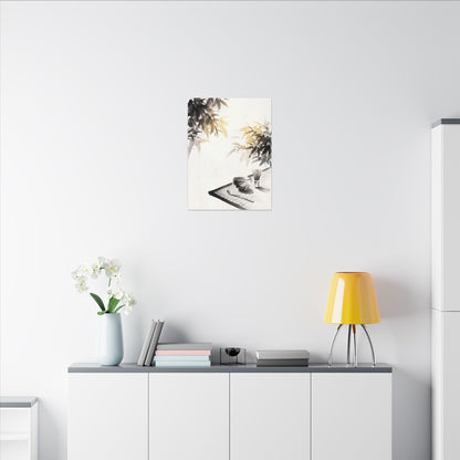 Tea Ceremony Sumi E Canvas Art | Serene Zen Art