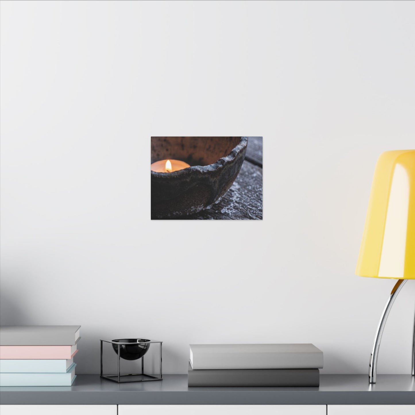 Atmospheric Ceramic Bowl Canvas Art - Moody Minimal Dark Japandi