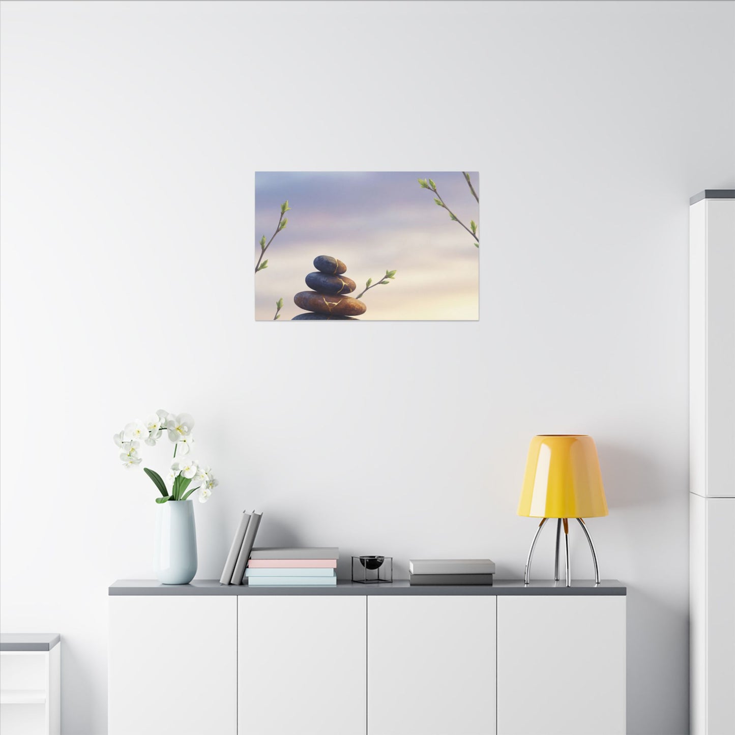 Spring River Stones Gold Vein Canvas Art | Philosophical Decor
