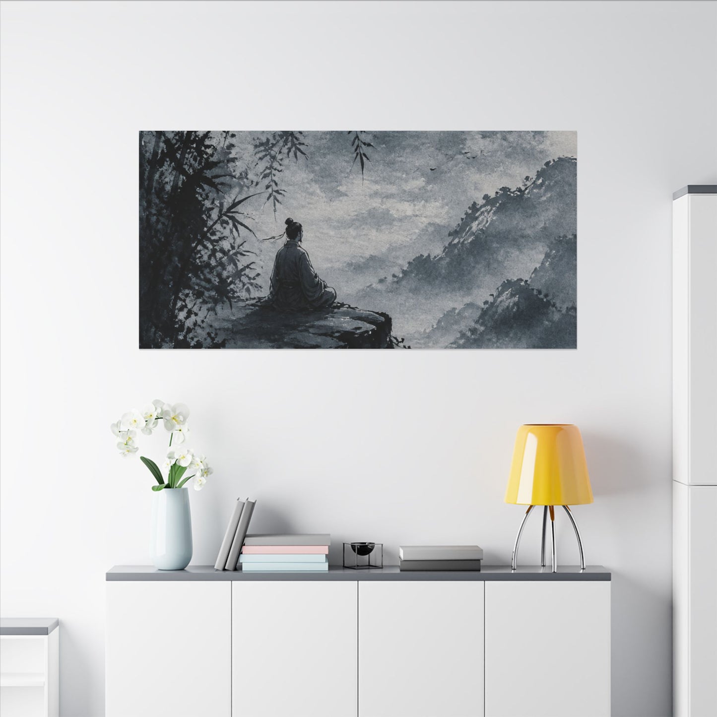 Ink Brushstroke Sumi E Canvas Art | Serene Zen Art