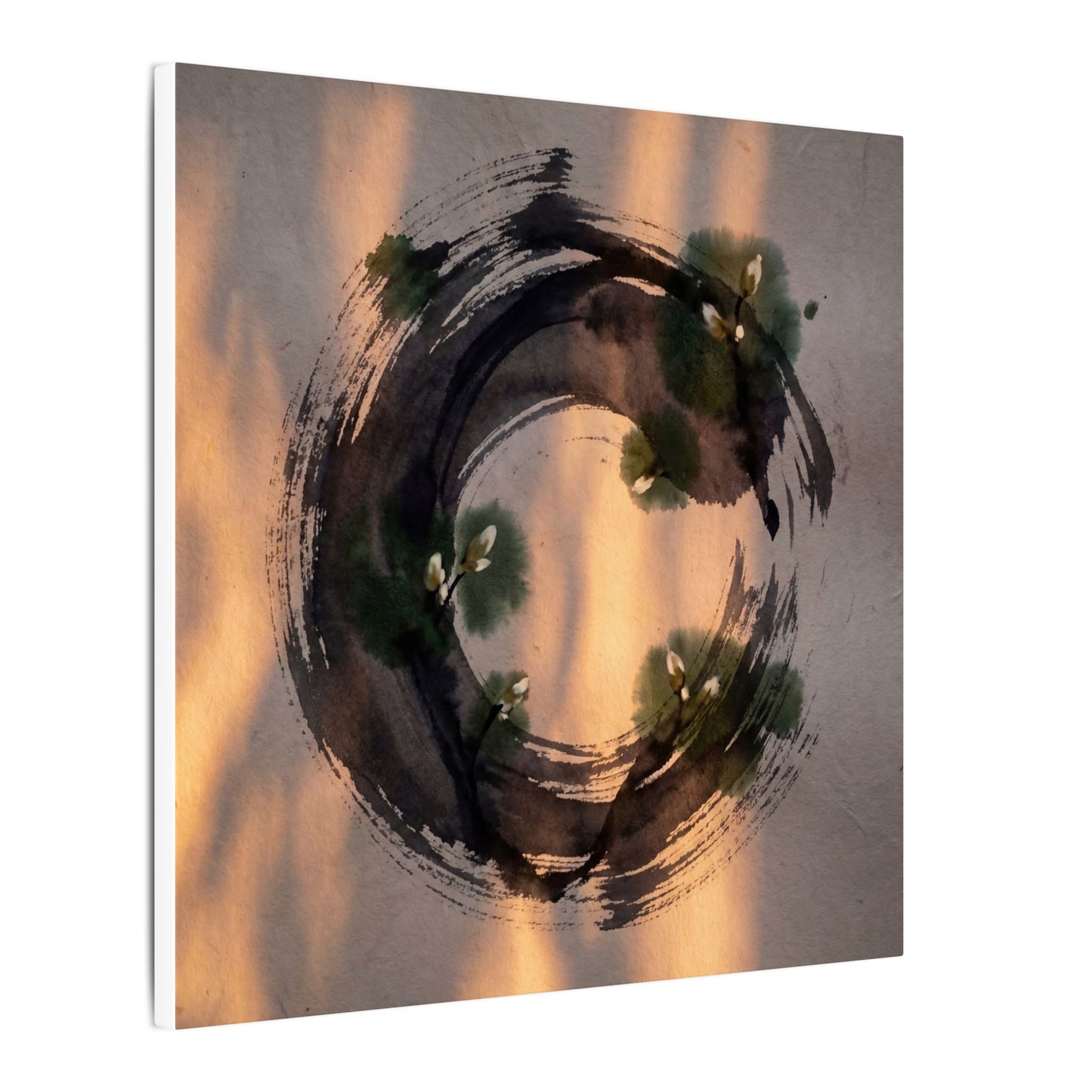 Ink Brushstroke Spring Canvas Art | Dark Japandi Bold Design