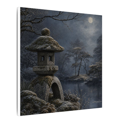 Stone Lantern Canvas Art | Winter Japandi Japanese Pattern Art