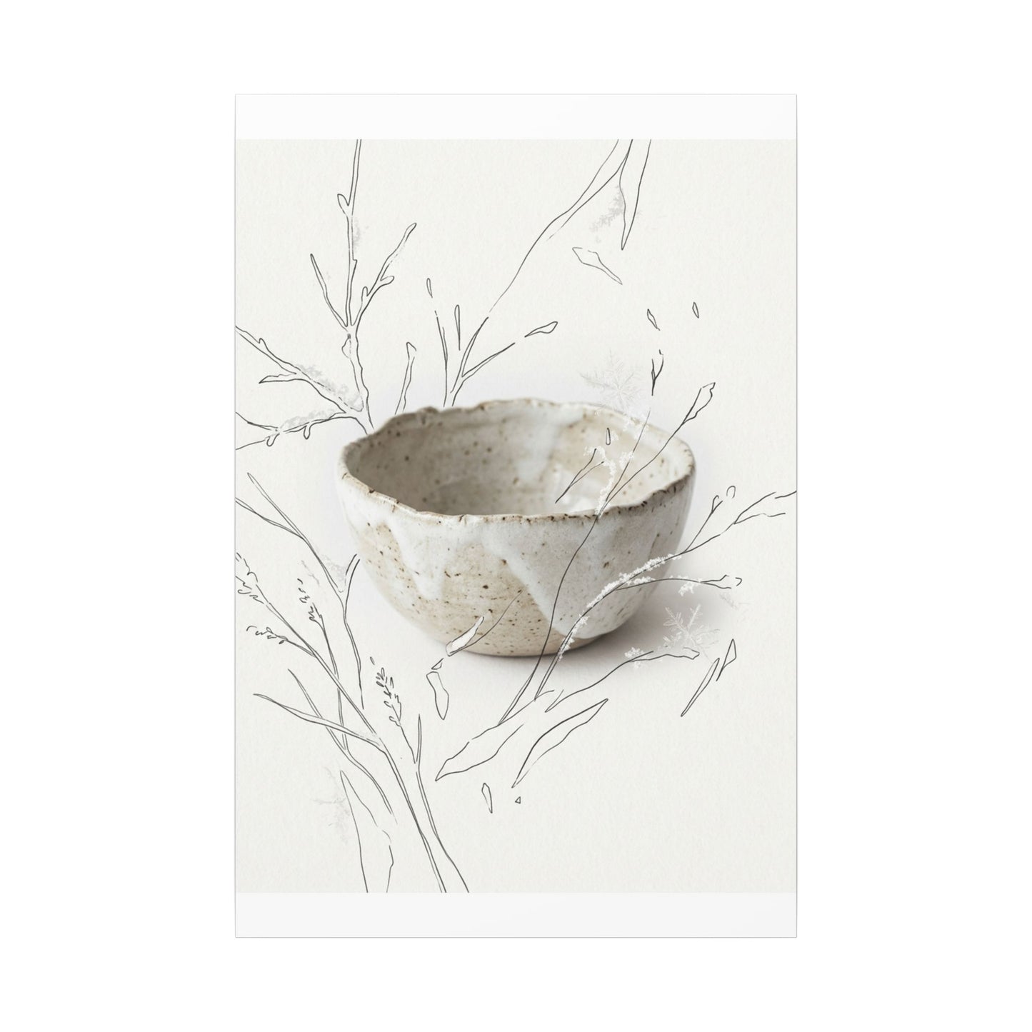 Neutral Ceramic Bowl Canvas Art - Minimal Line Japandi