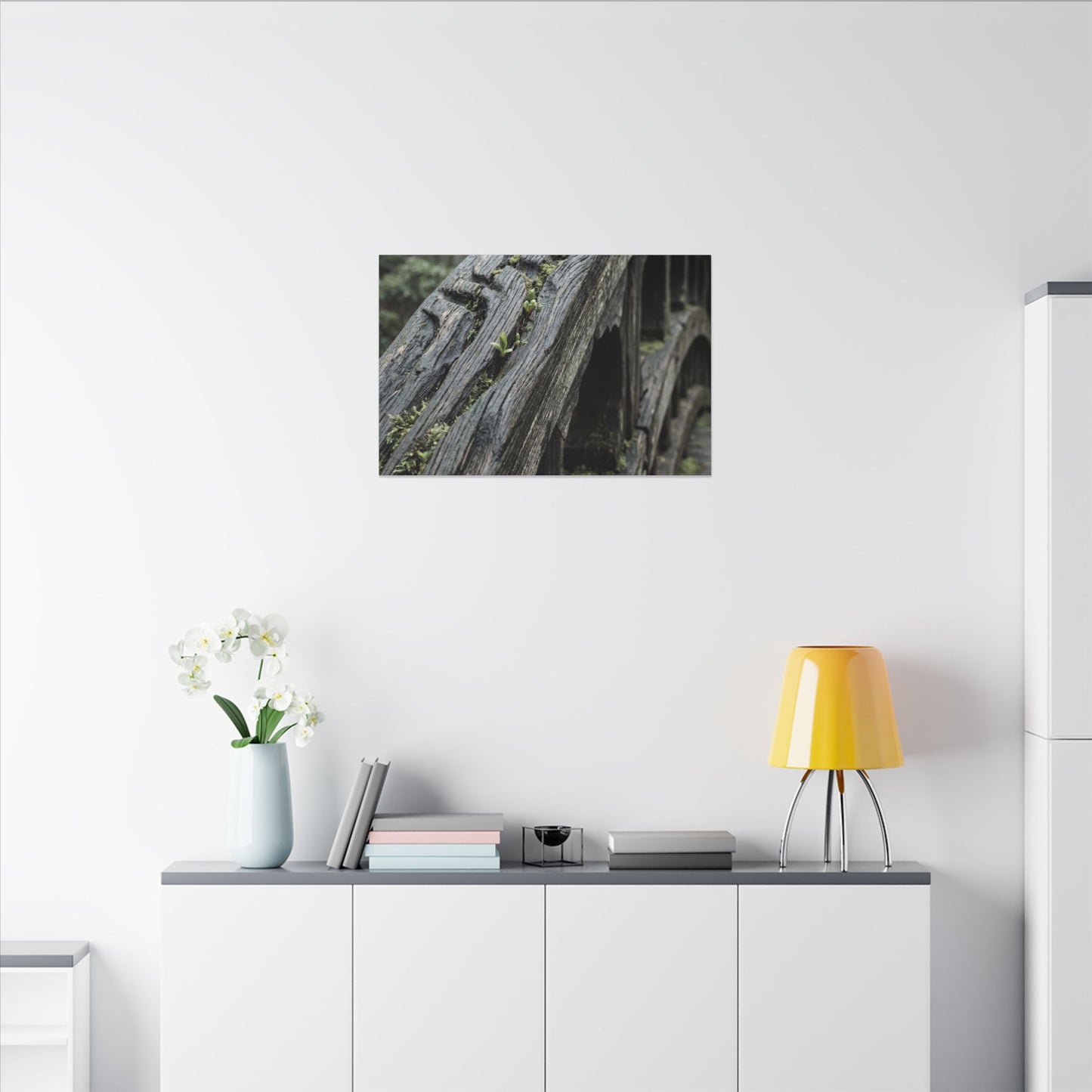 Overcast Wooden Bridge Canvas Art - Japandi Kanso
