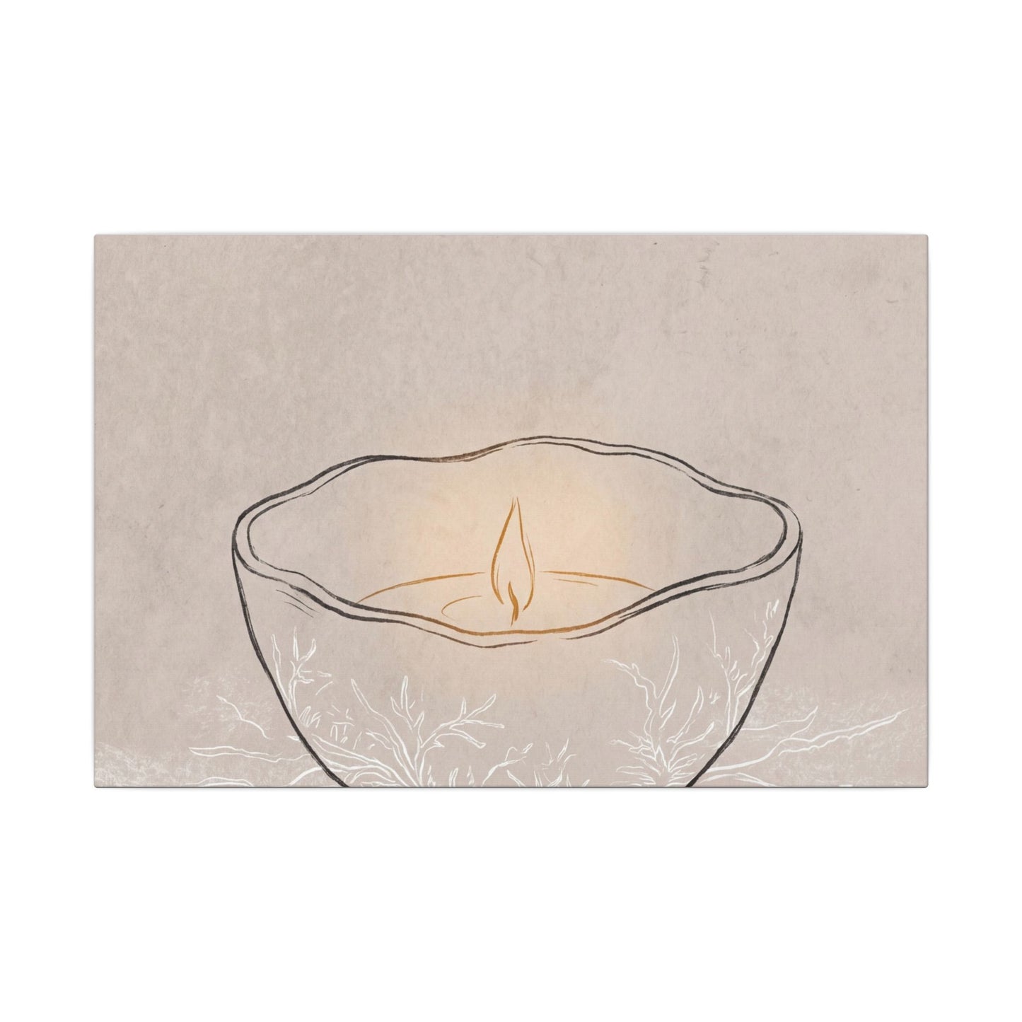 Ceramic Bowl Minimal Line Canvas Art | Neutral Japandi Art