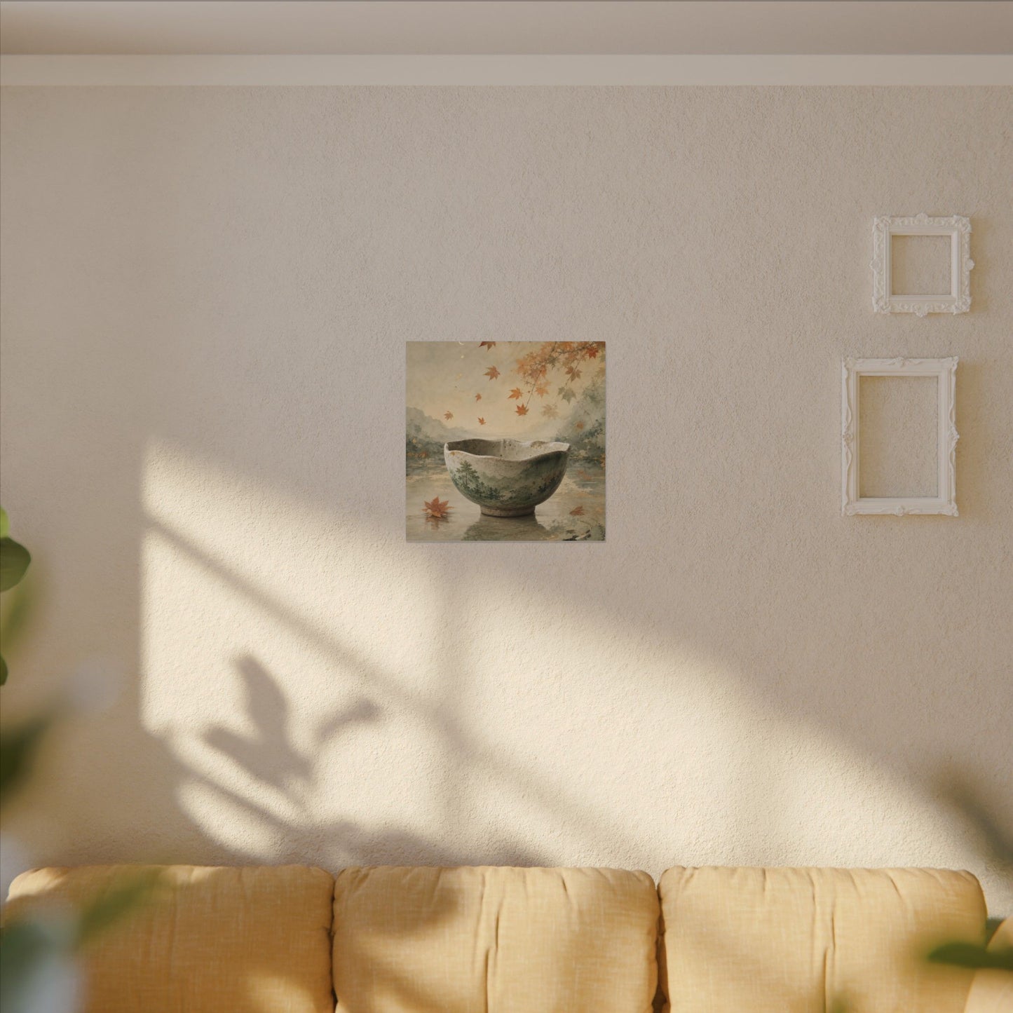 Autumn Ceramic Bowl Watercolor Canvas Art | Cozy Decor