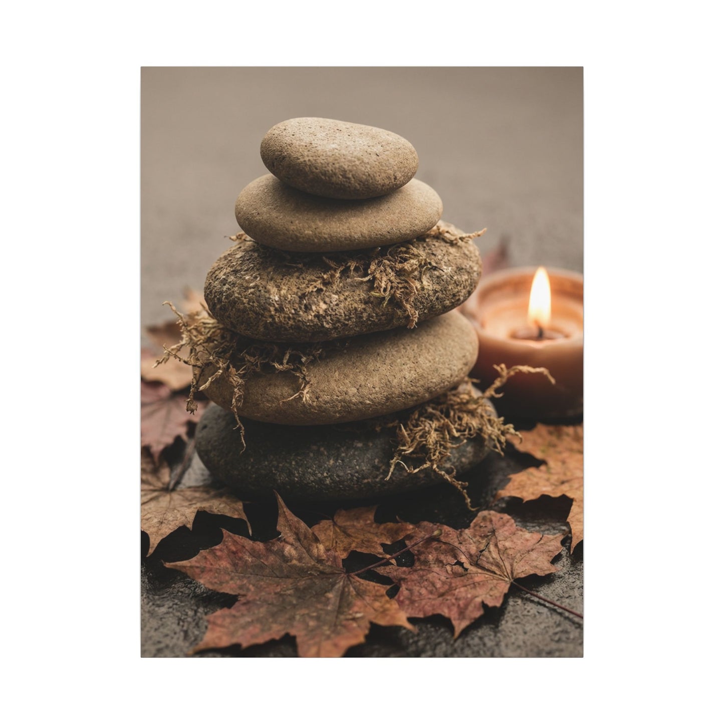 River Stones Canvas Art | Autumn Japandi Texture Art