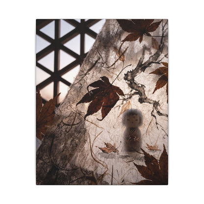 Shoji Screen Autumn Canvas Art | Dark Japandi Atmospheric Design