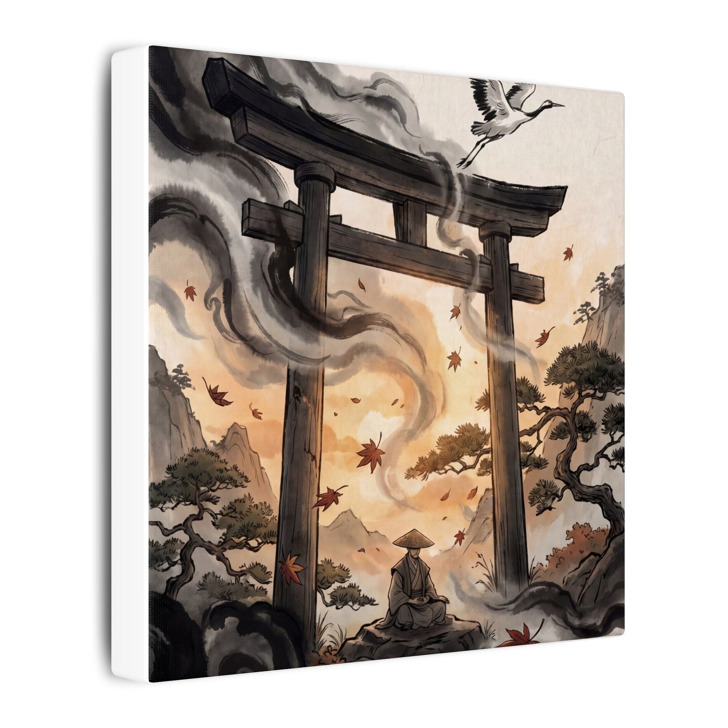 Torii Gate Ukiyo E Inspired Canvas Art | Serene Zen Art