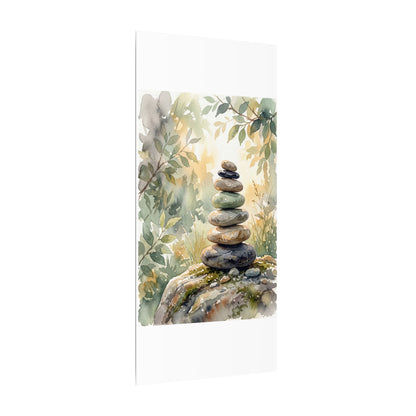 Golden Hour River Stones Canvas Art - Japandi Mono No Aware