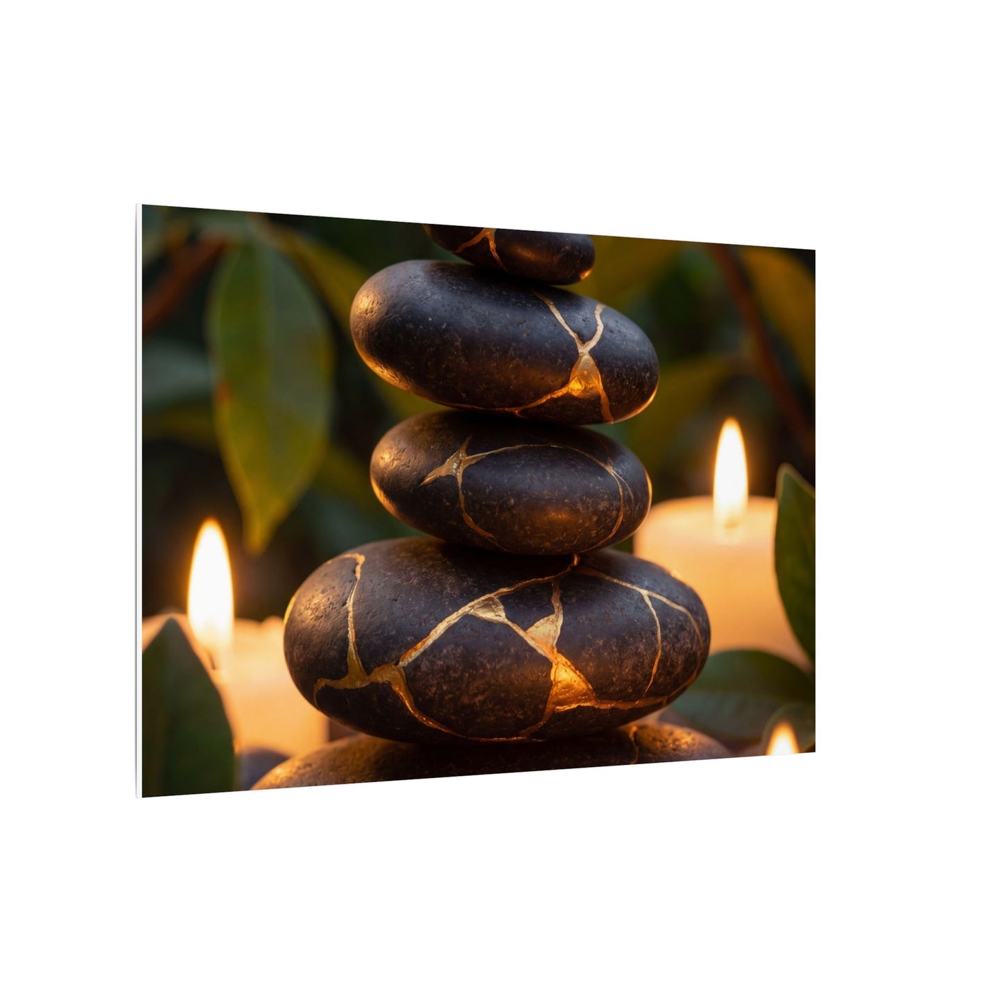 Summer River Stones Gold Vein Canvas Art | Philosophical Decor
