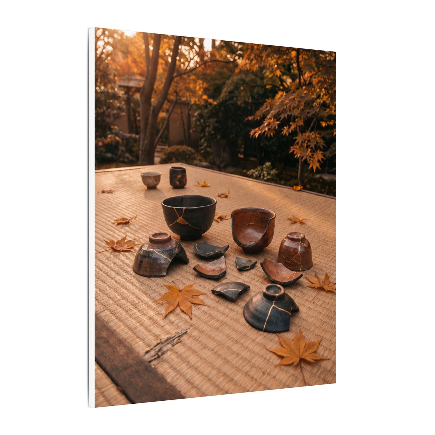 Golden Hour Tea Ceremony Canvas Art - Kintsugi Shibui
