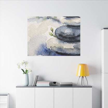 River Stones Watercolor Canvas Art | Cozy Japandi Art