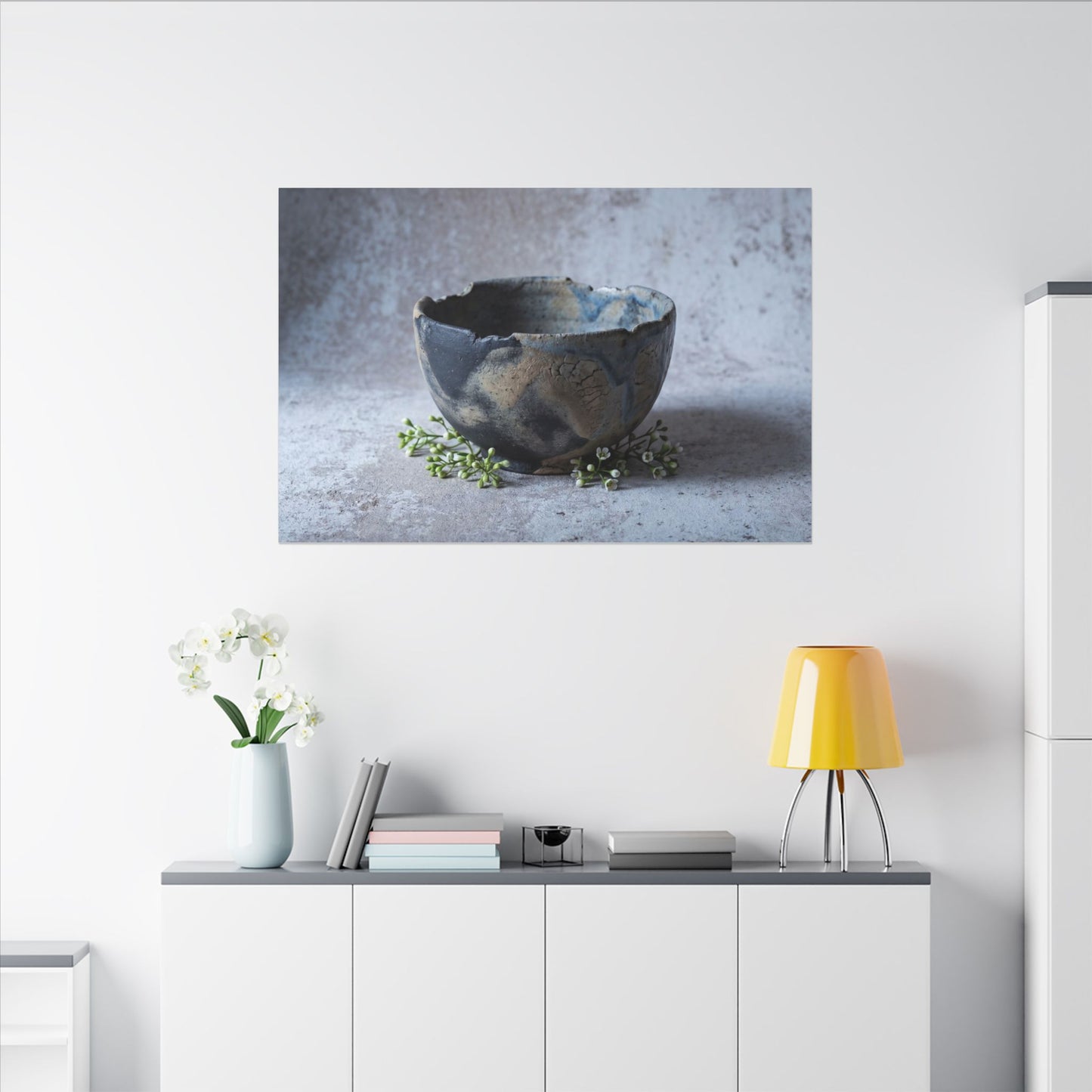 Ceramic Bowl Spring Canvas Art | Japandi Warm Design
