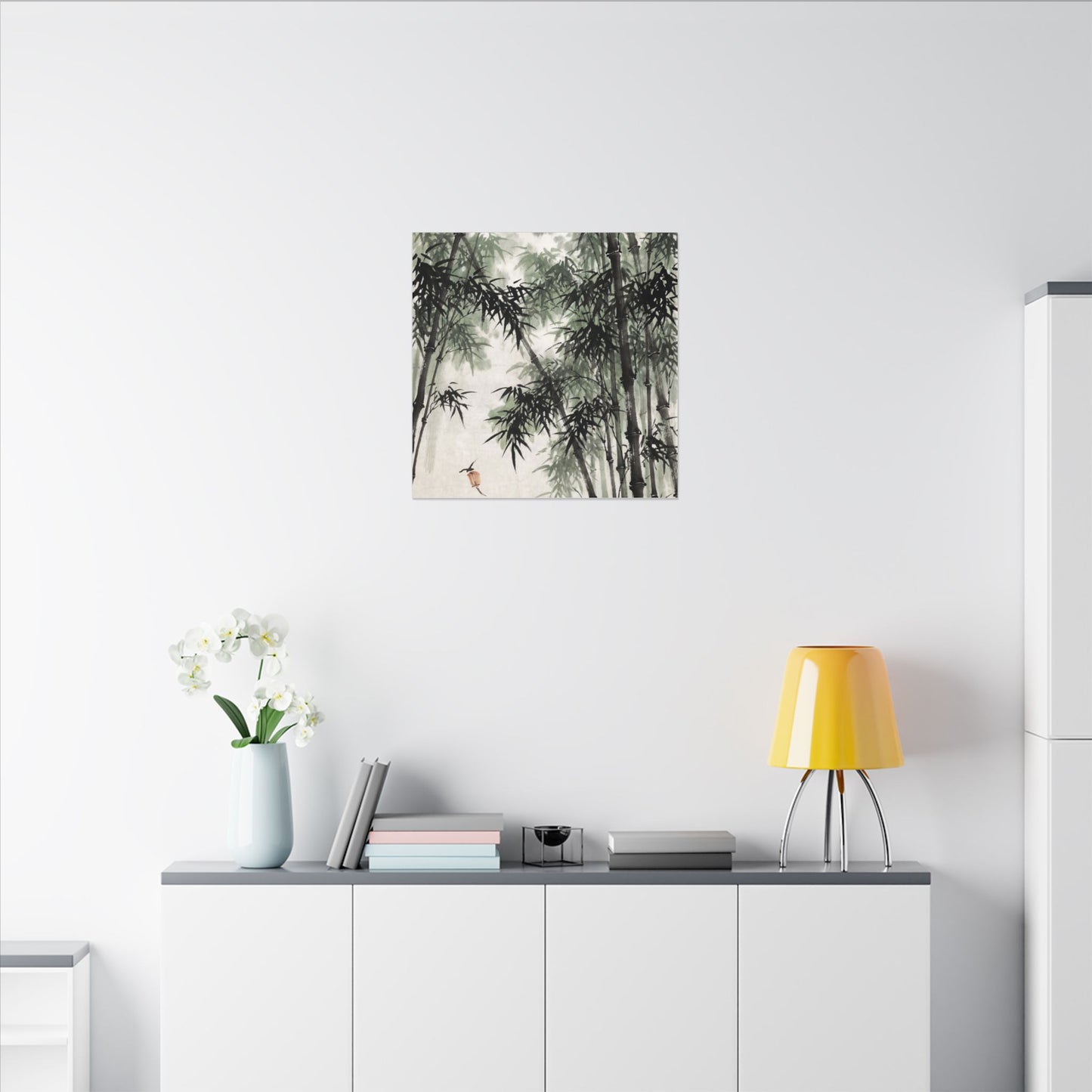 Zen Bamboo Grove in Overcast | Sumi E Canvas Art
