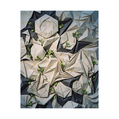 Paper Fold Gold Vein Wall Art Print | Resilient Kintsugi Art