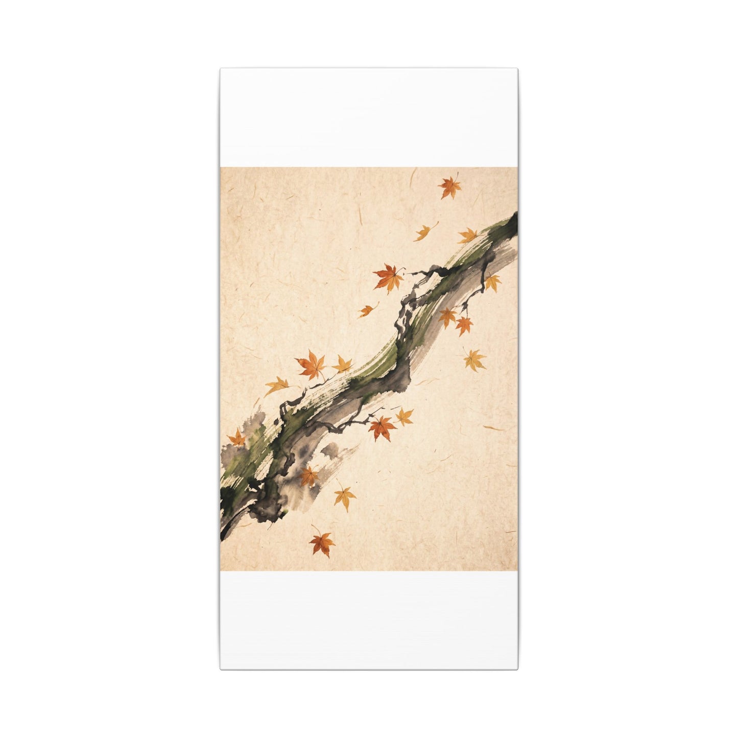 Ink Brushstroke Autumn Canvas Art | Zen Calm Design