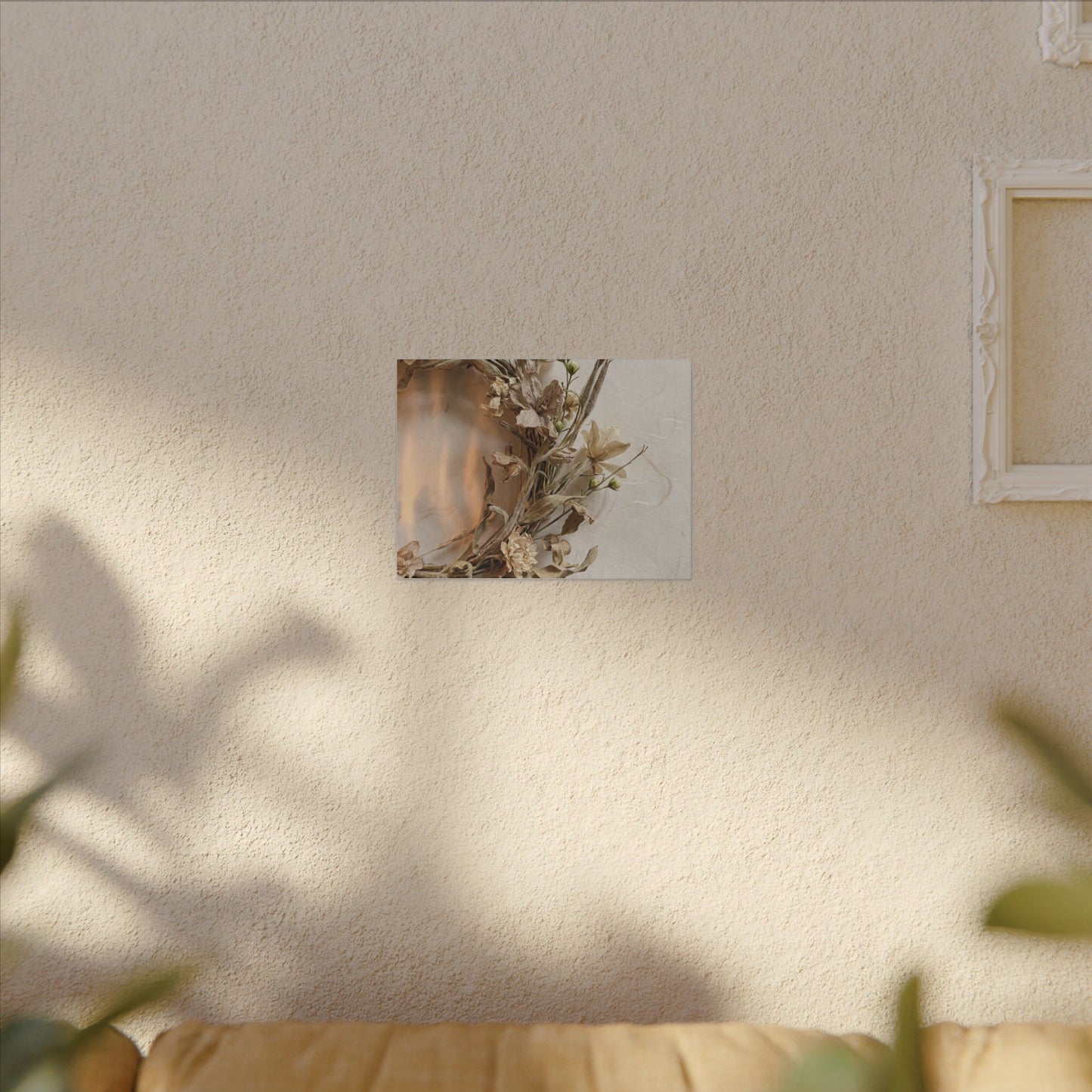 Dried Flowers Japanese Pattern Canvas Art | Neutral Japandi Art