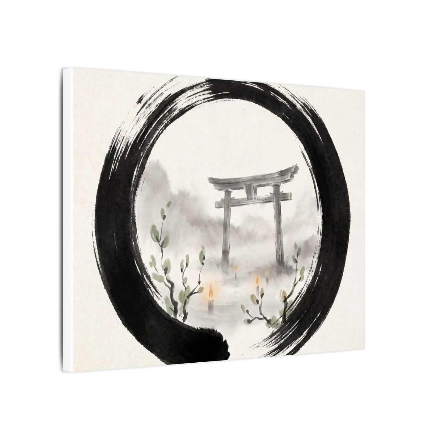 Spring Torii Gate Enso Canvas Art | Tranquil Decor