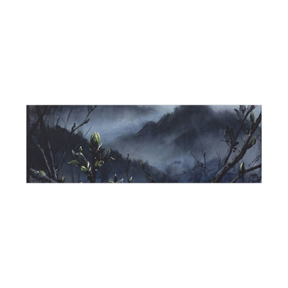 Mountain Mist Spring Canvas Art | Dark Japandi Atmospheric Design