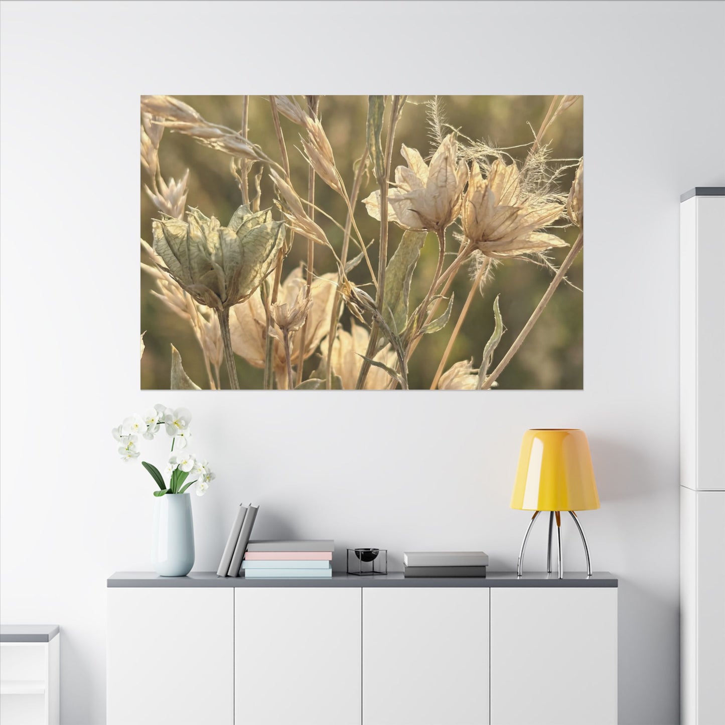 Summer Dried Flowers Minimal Line Canvas Art | Cozy Decor