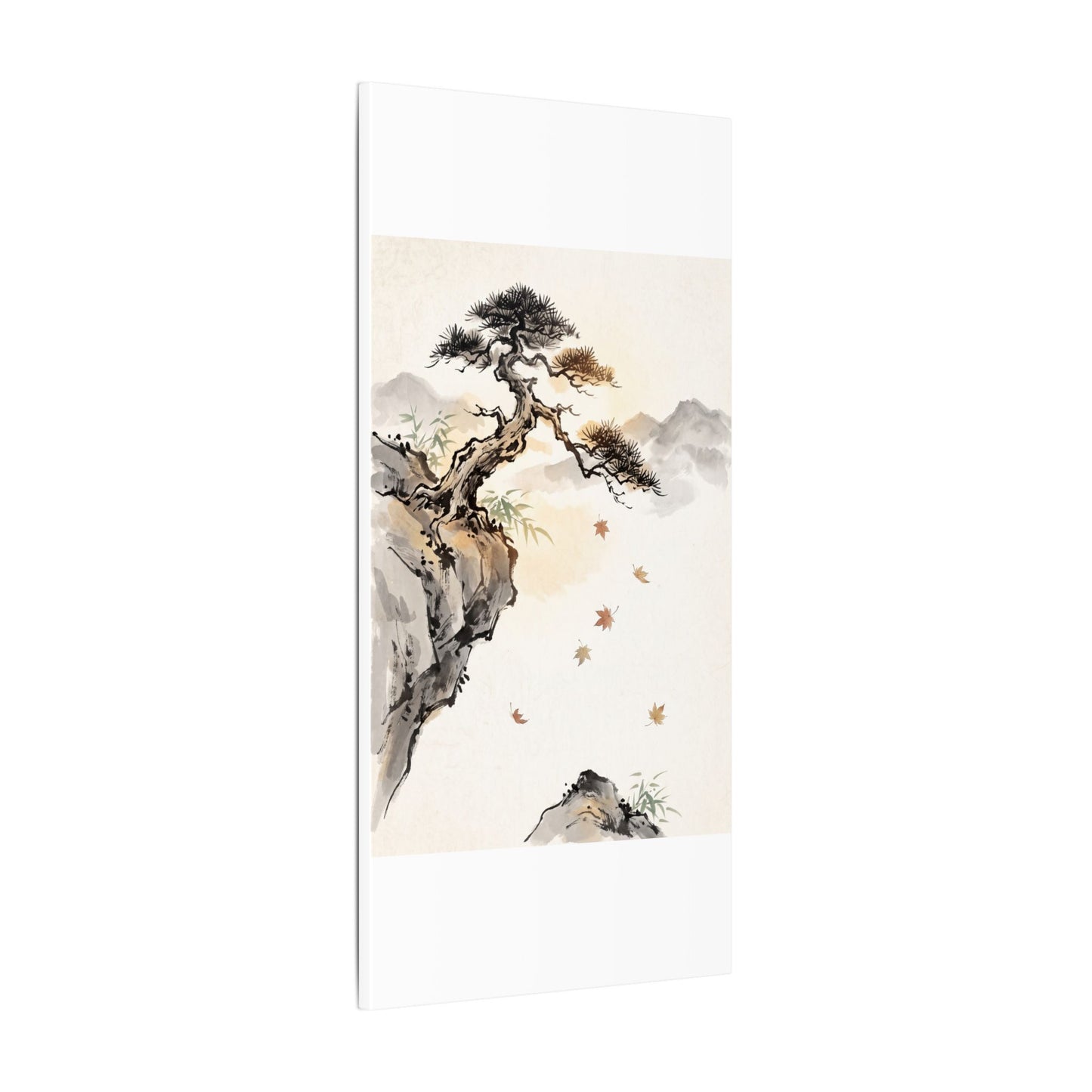 Peaceful Pine Tree Canvas Art - Sumi E Zen