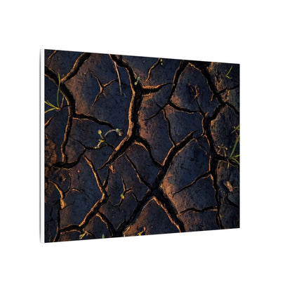 Cracked Earth Moody Minimal Canvas Art | Luxurious Dark Japandi Art