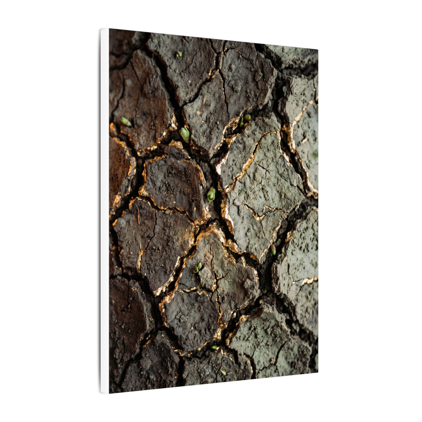 Earthy Cracked Earth Canvas Art - Japanese Pattern Japandi