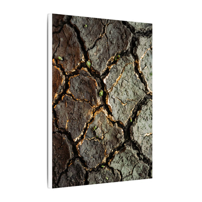 Earthy Cracked Earth Canvas Art - Japanese Pattern Japandi