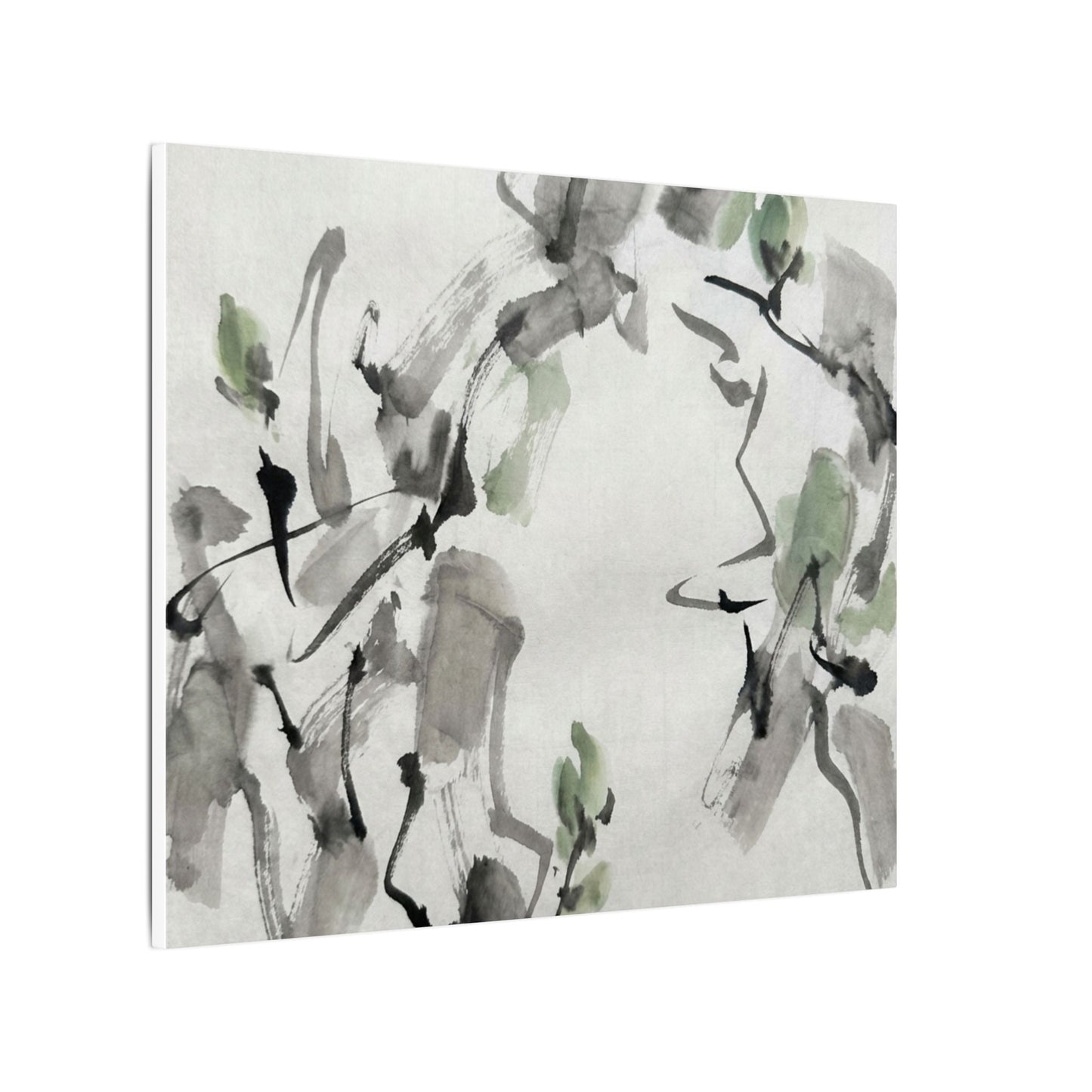 Zen Ink Brushstroke in Overcast | Sumi E Canvas Art