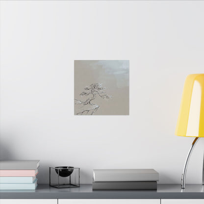 Pine Tree Minimal Line Canvas Art | Warm Japandi Art