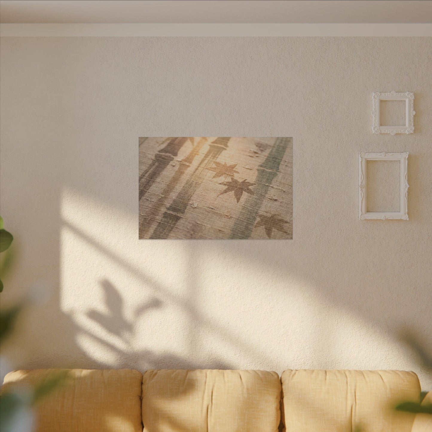 Autumn Bamboo Grove Japanese Pattern Canvas Art | Neutral Decor