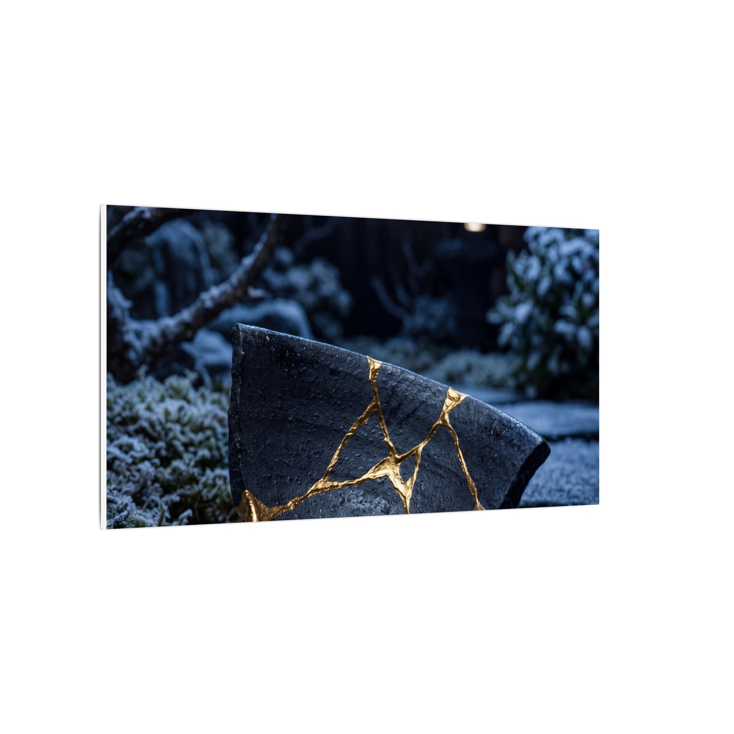 Moonlit Garden Winter Canvas Art | Kintsugi Artful Design