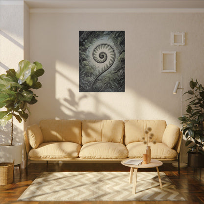 Zen Fern Unfurling in Dawn | Ukiyo E Inspired Canvas Art