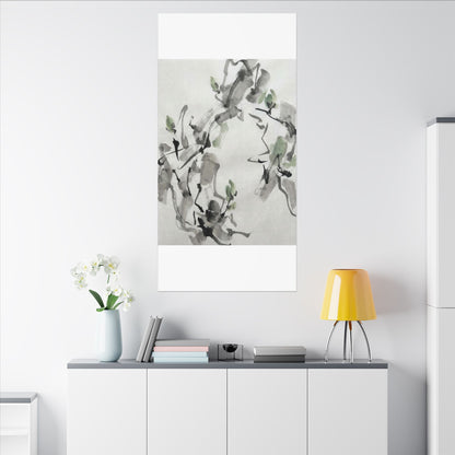 Zen Ink Brushstroke in Overcast | Sumi E Canvas Art