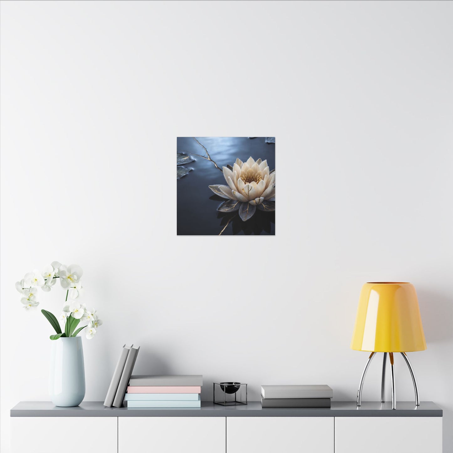 Beautiful Lotus Flower Canvas Art - Gold Vein Kintsugi