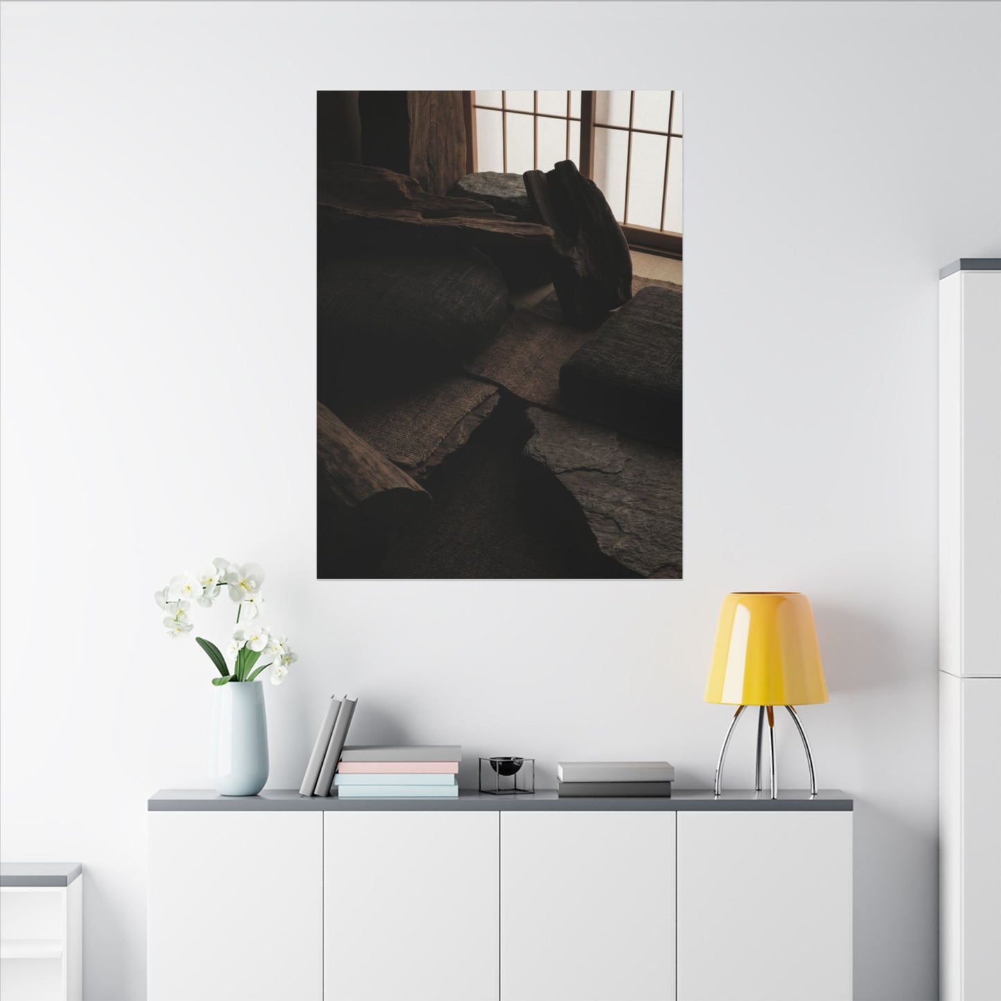 Dark Japandi Shadow Zen Canvas Art