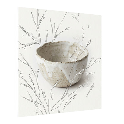 Neutral Ceramic Bowl Canvas Art - Minimal Line Japandi
