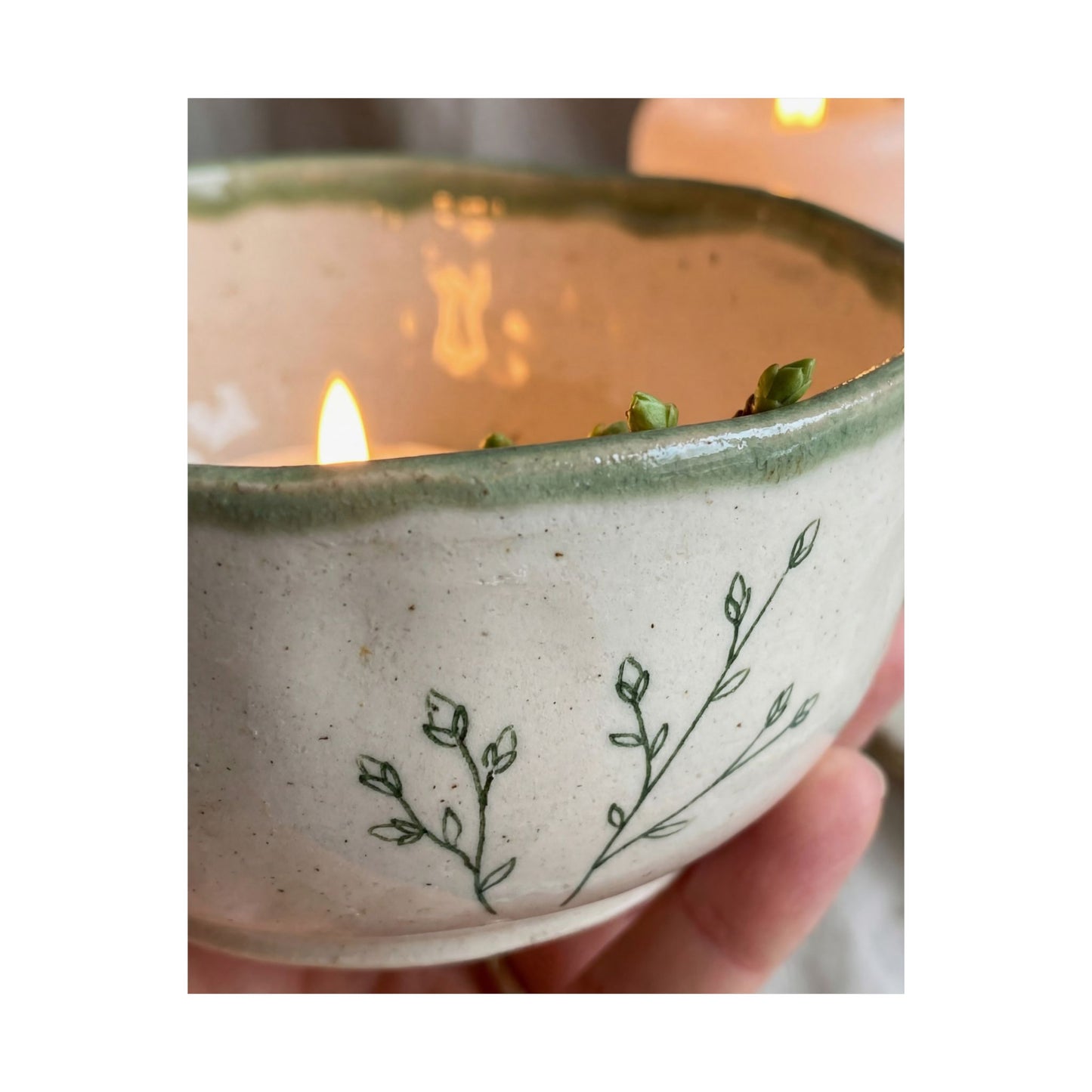 Candlelight Ceramic Bowl Wall Art Print - Japandi Seijaku