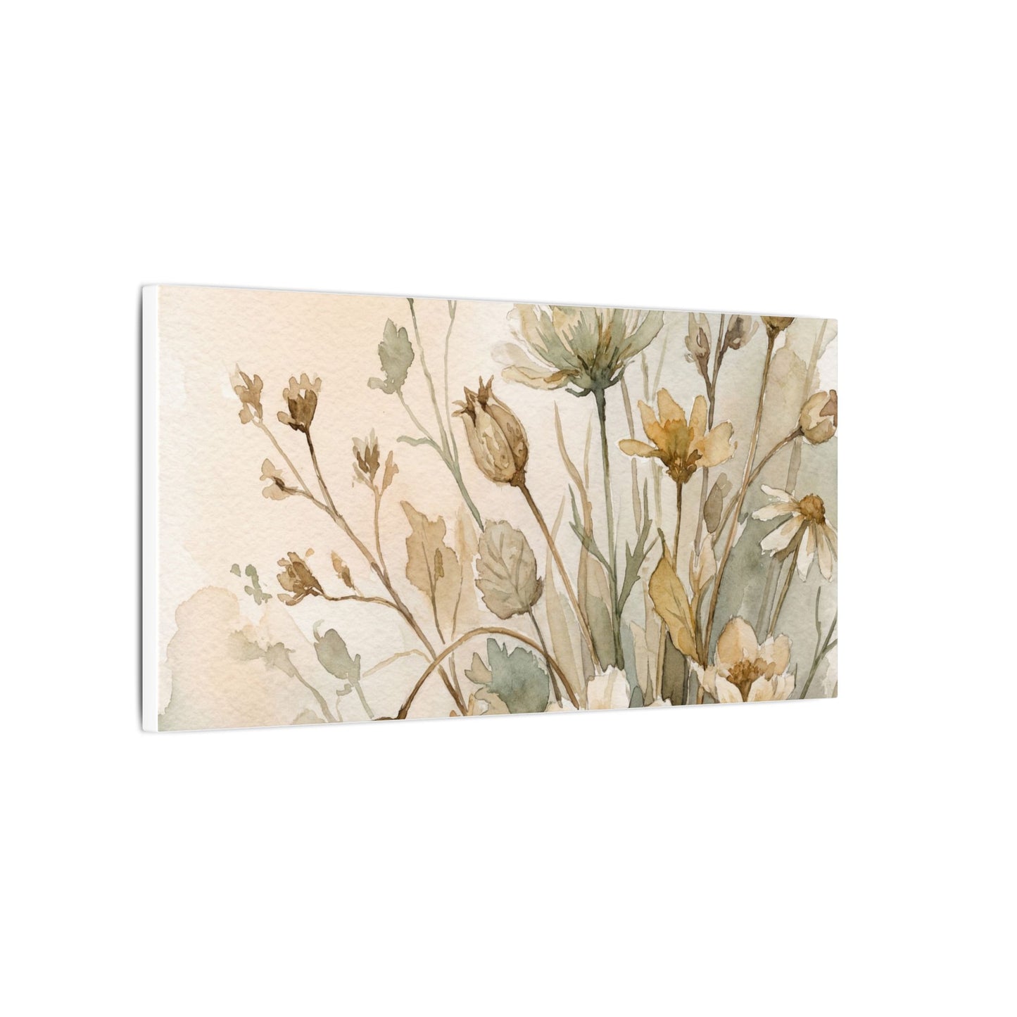 Summer Dried Flowers Watercolor Canvas Art | Elegant Decor