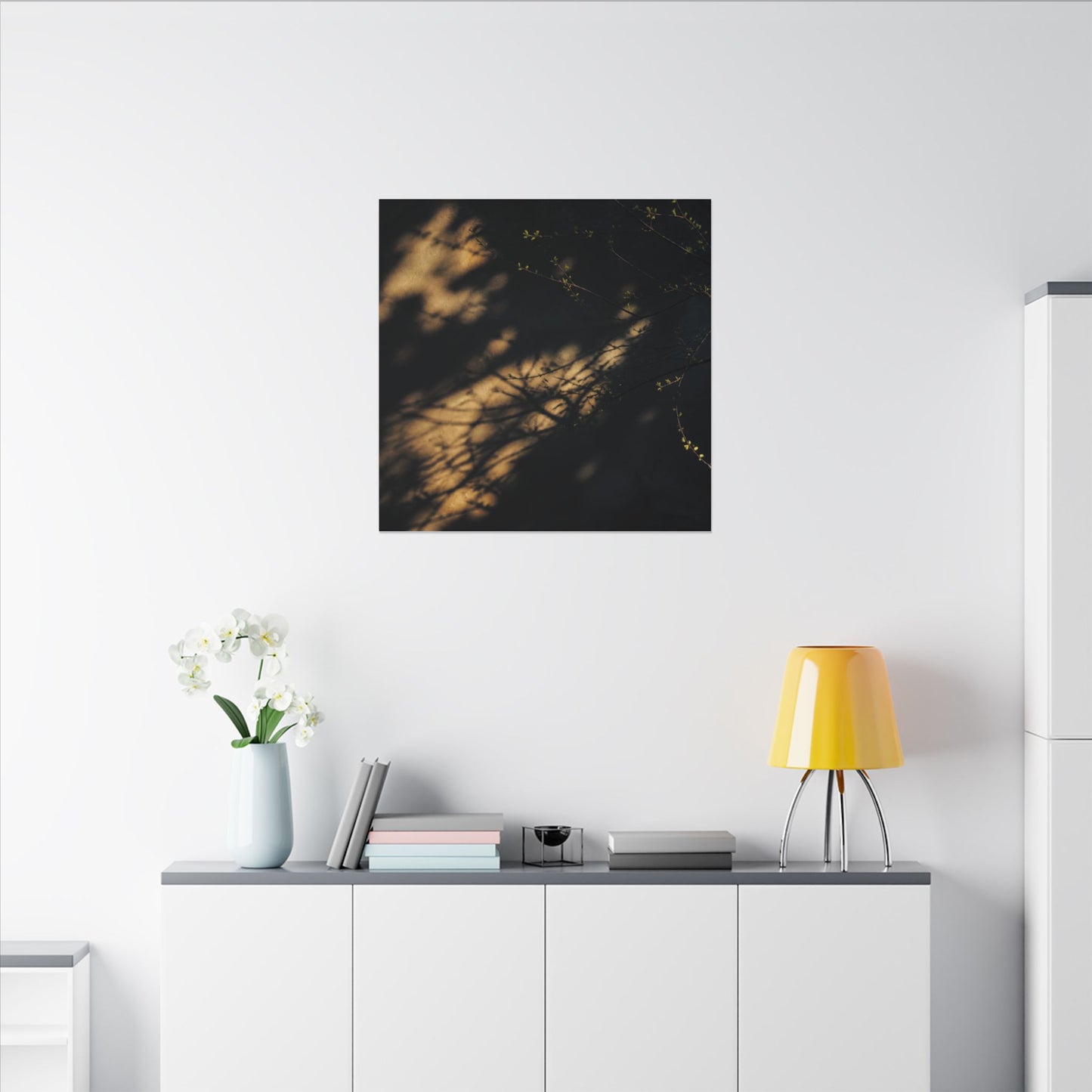 Moody Shadow Play Canvas Art - Moody Minimal Dark Japandi
