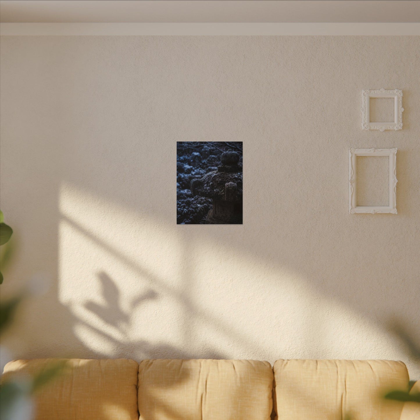 Moody Stone Lantern Canvas Art - Shadow Zen Dark Japandi