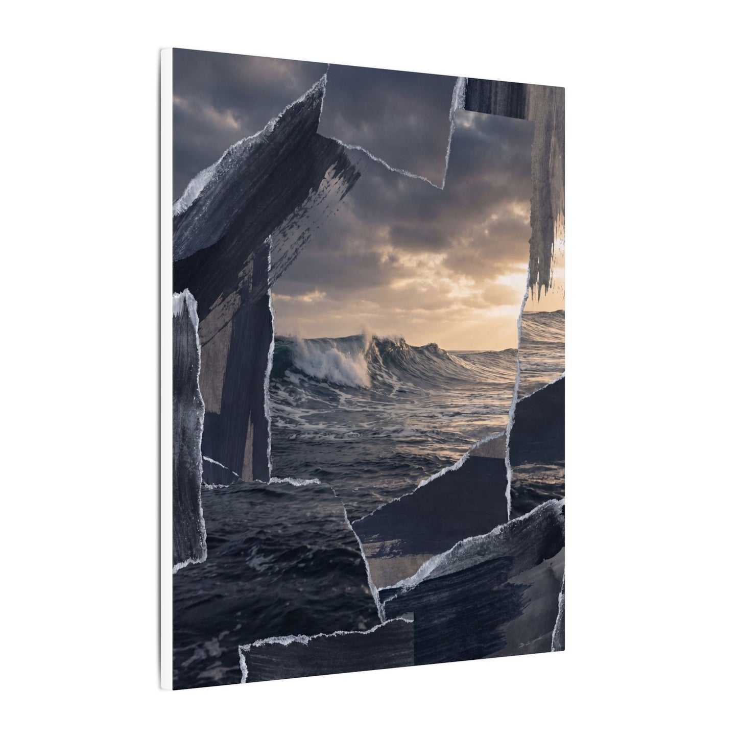 Fukinsei Ocean Wave Canvas Art - Dark Japandi Shadow Zen