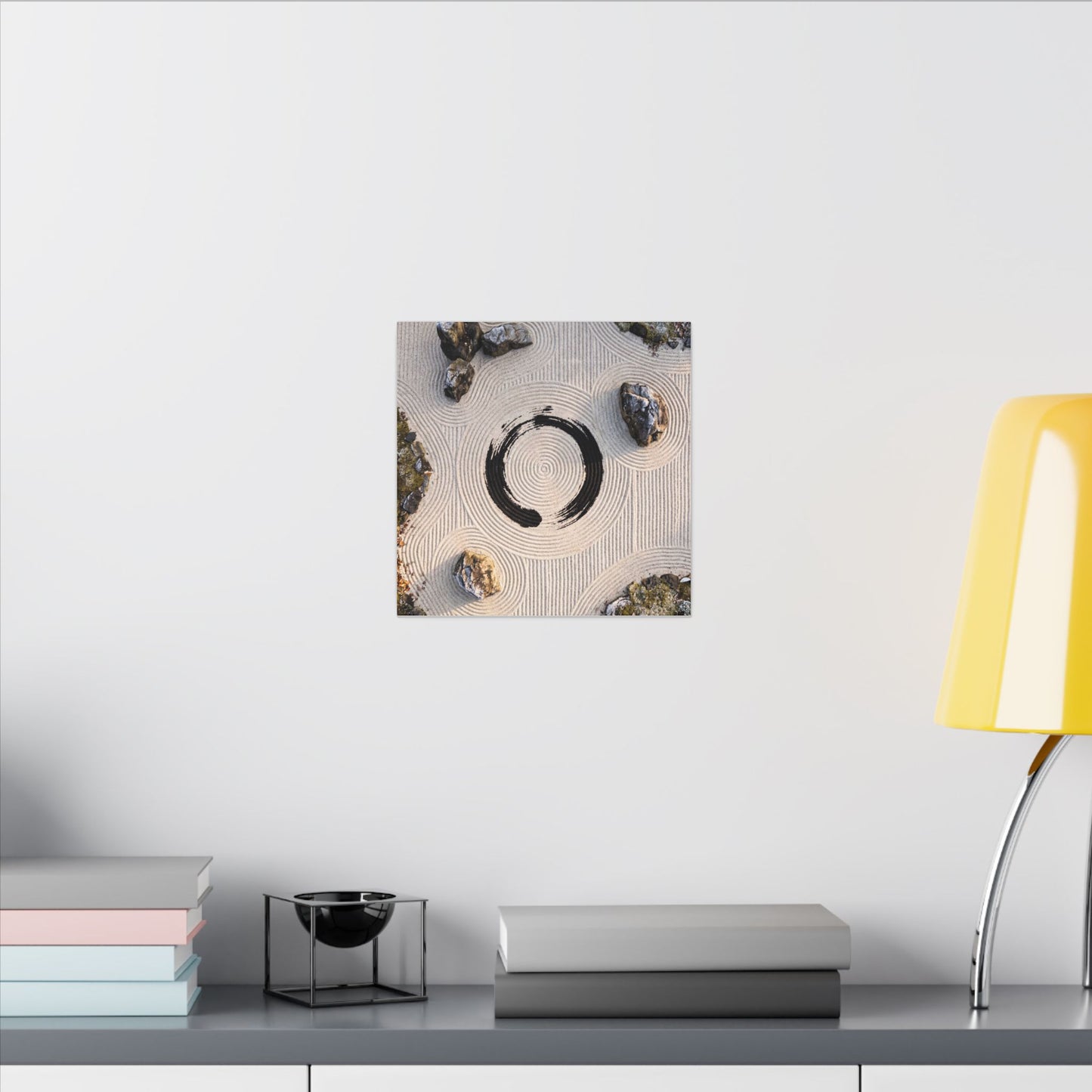 Rock Garden Canvas Art | Winter Zen Enso Art