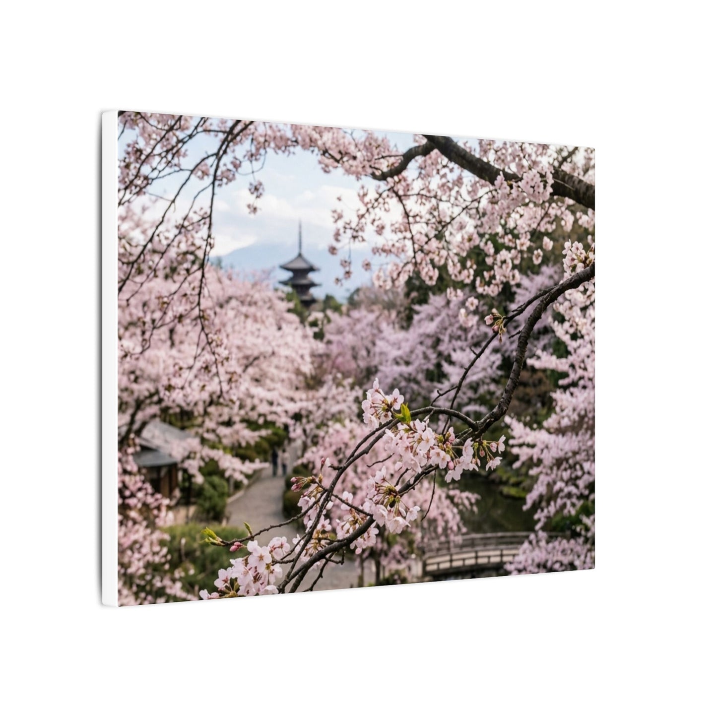 Fukinsei Cherry Blossom Canvas Art - Dark Japandi Moody Minimal