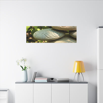 River Stones Summer Canvas Art | Japandi Earthy Design
