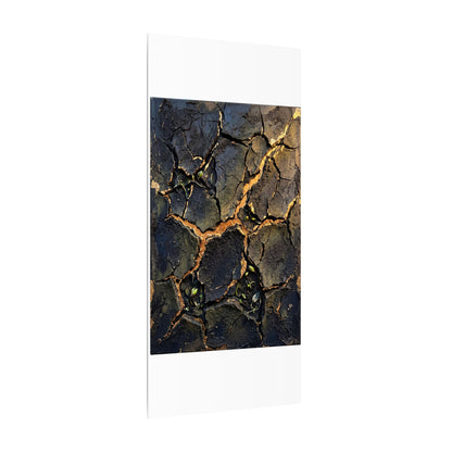 Cracked Earth Spring Canvas Art | Dark Japandi Atmospheric Design