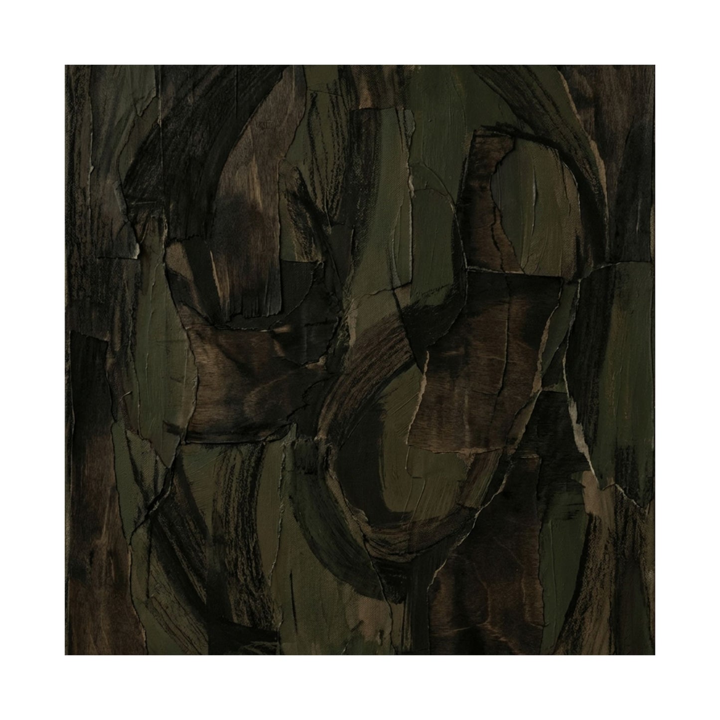 Mixed Media Dark Japandi Textured Wall Art Print