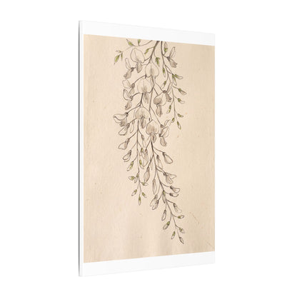 Japandi Wisteria in Golden Hour | Minimal Line Canvas Art